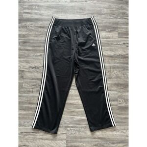 Adidas Tear Away Snap Button Pants Black Mens  Large Vintage Striped Performance